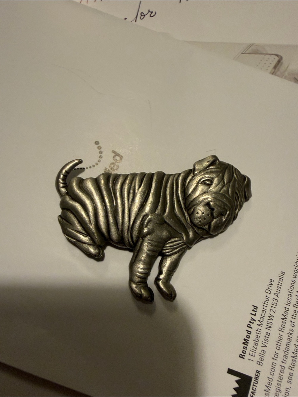 Silvertone Pewter Shar-Pei Dog Brooch